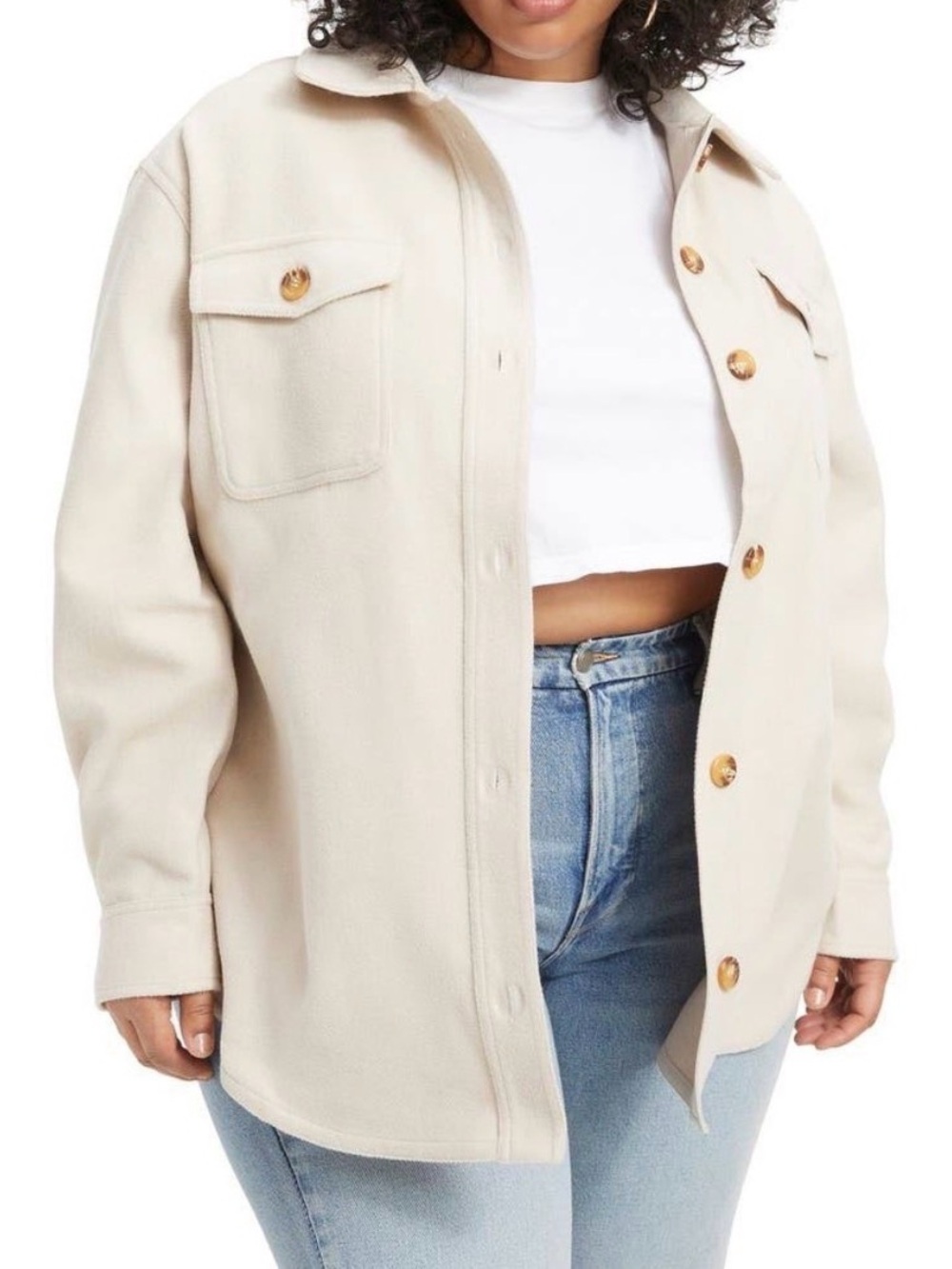 GOOD AMERICAN Fleece Shacket in Bone Women’s 2X/3X (5/6)